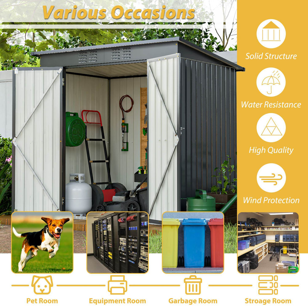 6 X 4 Ft Outdoor Storage Shed, All Weather Tool Shed For Garden, Backyard, Lawn, Black - Decindoor