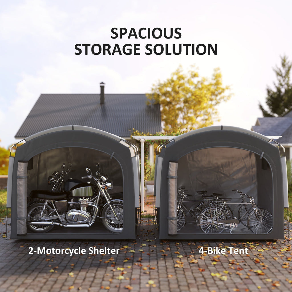 Bike Storage Shed Tent, Portable And Waterproof With 210D Oxford Fabric And Carry Bag For 3 - 4 Bicycles, Dark Gray - Decindoor